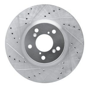 Acura MDX Brake Rotor (1) - Front Left - R1 Concepts - Drilled & Slotted - Silver - `07-`20 Acura MDX Brake Rotor (1) - Front Left - R1 Concepts - Drilled & Slotted - Silver - `07-`20